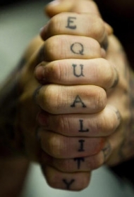 手指关节黑色风格字母纹身图案