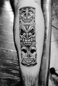 小腿有趣的古代黑白雕像纹身图案