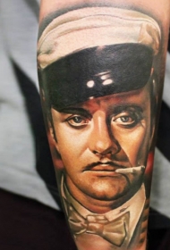 手臂彩色著名演员肖像纹身图案