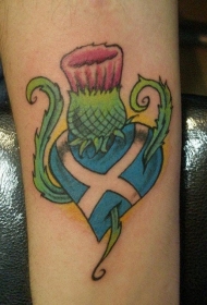 手臂彩色苏格兰标志纹身图案