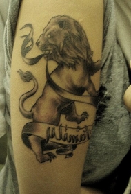 手臂棕色现实的狮子纹身图案