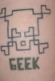 腿部个性几何设计骷髅纹身图案