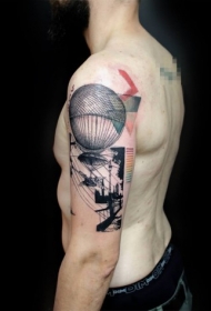 新的学校风格的彩色大气球纹身图案