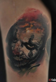 恶心的邪恶小丑彩色纹身图案