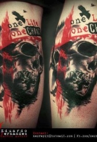 PS图象处理软件风格的彩色乌鸦和骷髅纹身