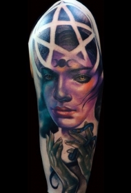 新的学校风格色恶魔的女人纹身图案