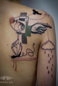 肩部独特设计的彩色神秘纹身图片