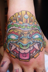 手背卡通彩色部落绘画纹身图案