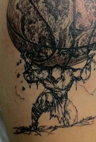 大臂逼真的黑白男子持篮球纹身图案