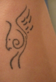 腰侧简约无头鸟纹身图案