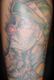 悲伤的流浪小丑和猴子纹身图案