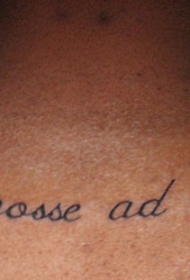 背部简约拉丁文字母纹身图案