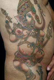 舞蹈的象神彩色纹身图案