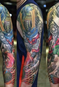 old school卡通彩绘邪恶的武士纹身图案
