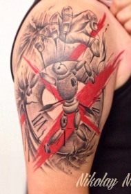 全新学校风格彩色木偶肩纹身图案