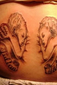 沉睡的小天使婴儿字母纹身图案