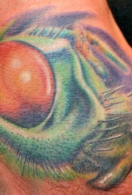 手背一颗黄色的眼球纹身图案