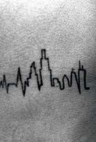 简单的黑色线条城市轮廓纹身图案