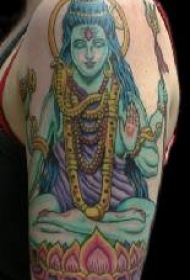 大臂毗湿奴神彩色纹身图案