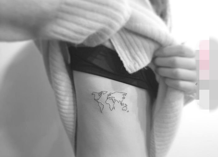 女生喜爱的黑色几何元素简单个性线条纹身图案