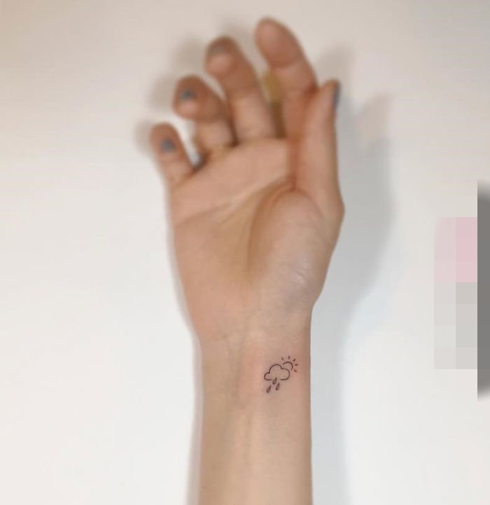 女生喜爱的黑色几何元素简单个性线条纹身图案