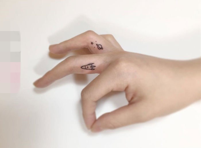 女生喜爱的黑色几何元素简单个性线条纹身图案