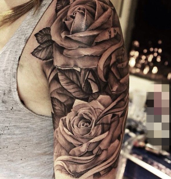 芳香四溢的彩绘植物素材简单线条花朵纹身图案