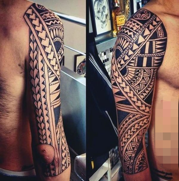 男生霸气的黑色几何元素抽象线条部落图腾纹身图案