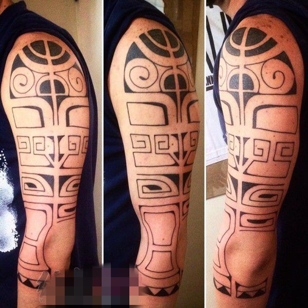 男生霸气的黑色几何元素抽象线条部落图腾纹身图案