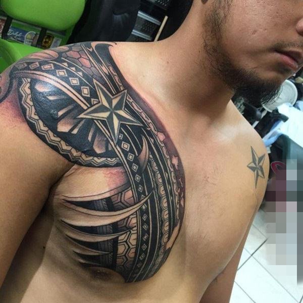 男生霸气的黑色几何元素抽象线条部落图腾纹身图案