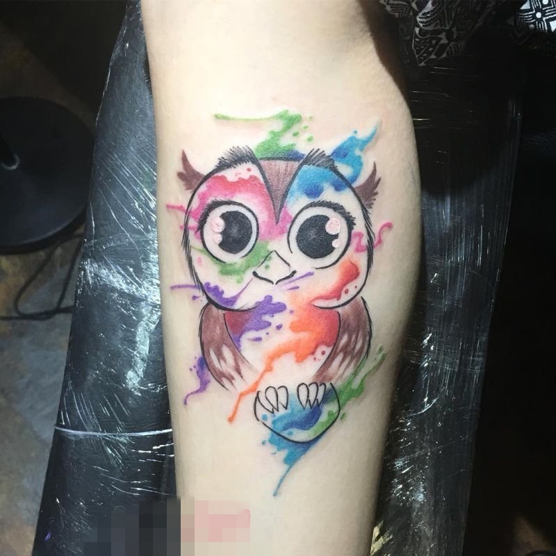 多款个性的小动物抽象线条猫头鹰纹身图案