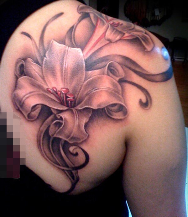 多款争奇斗艳的抽象线条文艺花朵纹身图案