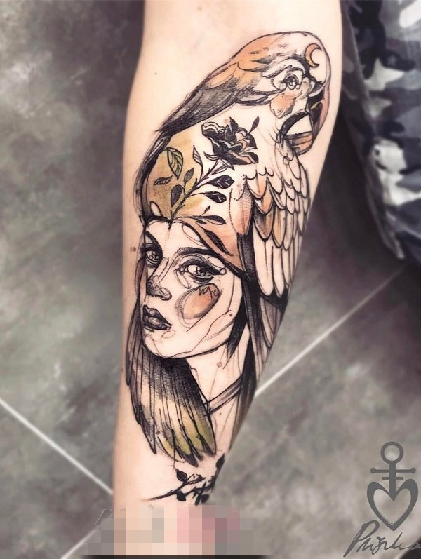 一组黑色线条素描几何元素花纹纹身图案