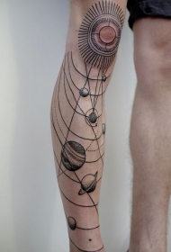 小腿太阳星系纹身图案