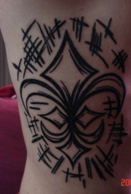 手臂黑色简约的鸢尾手工纹身图案