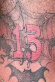 脖子彩色蜘蛛网数字纹身图案