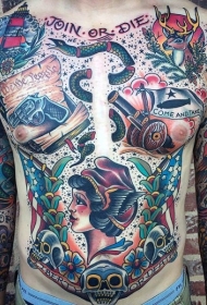 全甲老学校的风格色彩的各种模具刻字纹身