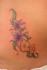 美丽的植物与不同的花朵纹身图案