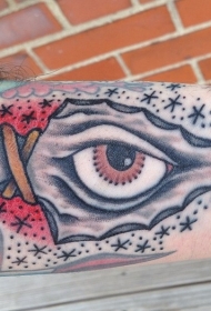 old school彩色小箭头与眼睛星星纹身图案