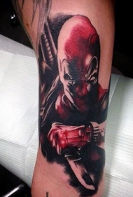 愤怒的死侍和小刀彩色纹身图案