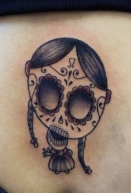 彩色卡通怪物女孩纹身图案