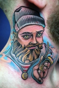 男性彩色老漫画像吸烟水手纹身