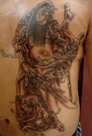 胸部old school黑色亚洲风格人物纹身图案