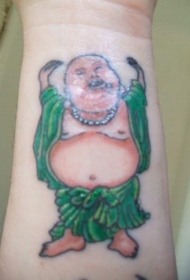 穿绿衣服的弥勒佛纹身图案