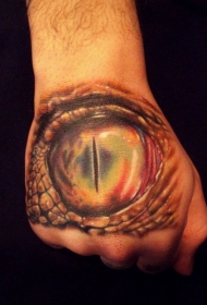 手背逼真的龙眼纹身图案