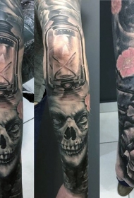 花臂彩色花与怪物和纹身图片