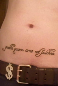 腹部书法拉丁语文字纹身图案