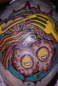 头部彩色早餐风格纹身图案