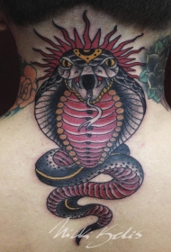 颈部新风格彩色很酷的蛇纹身图案
