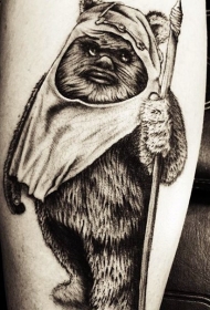 old school可爱的黑色小伊渥克纹身图案